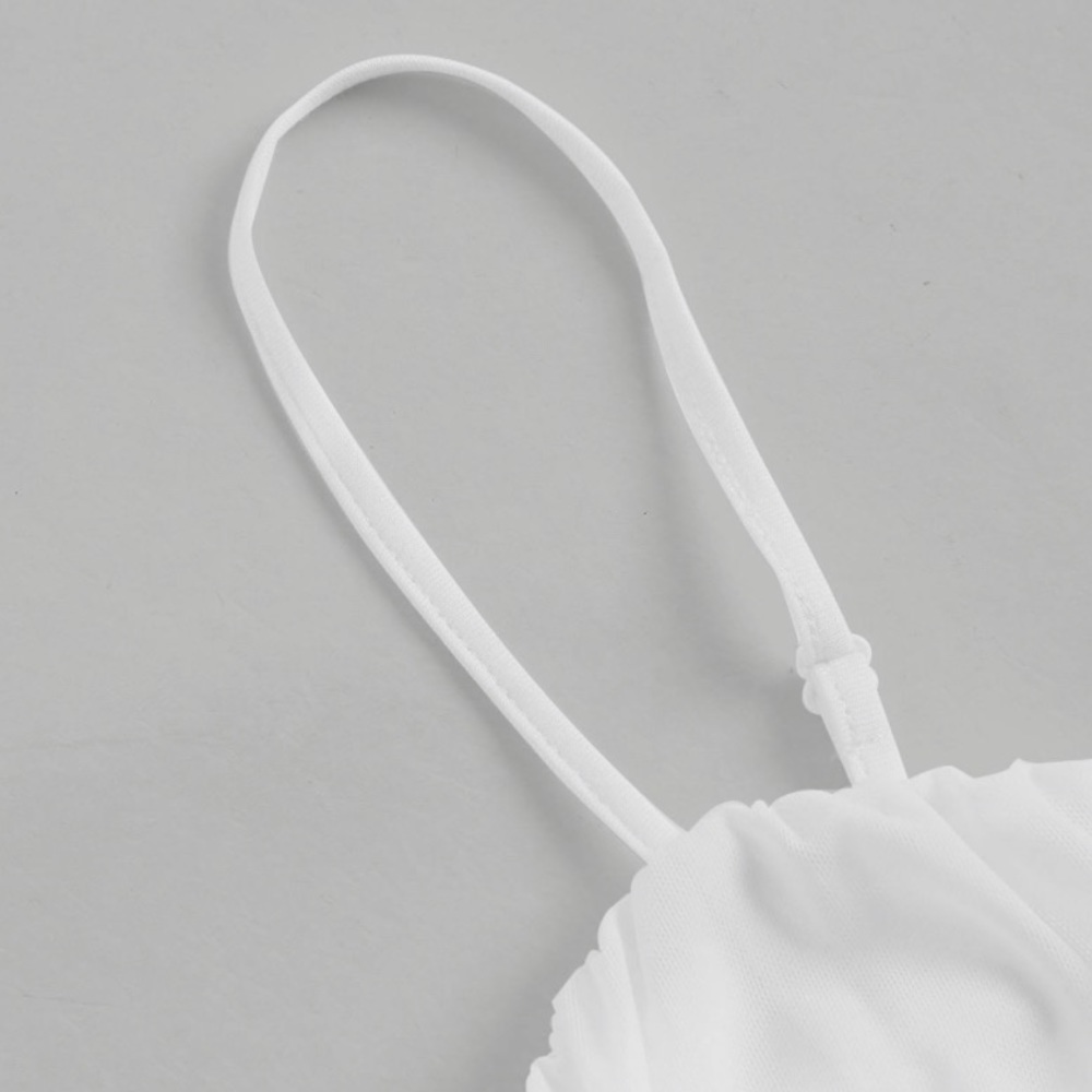 12th Tribe White Ruched Bustier Crop Top - Picture 3 of 4